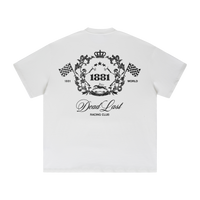 black logo graphic on the back of a white tshirt