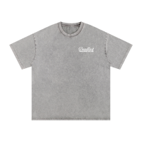 Gray t-shirt with a logo on a white background