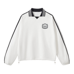 White jacket with black stripes on a white background